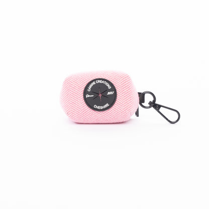 The Pink Herringbone Poo Bag Holder